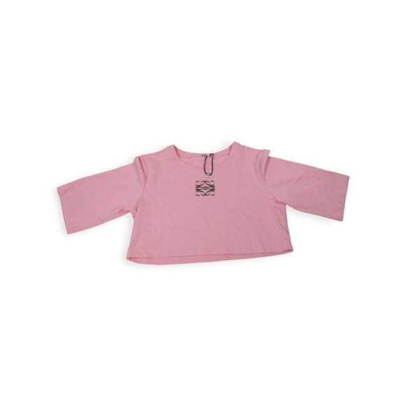 Loewe Blurred Anagram Cotton Cropped T-shirt In Pink RARE SZ L - Picture 4 of 15